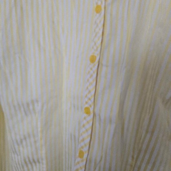 Lane Bryant Yellow & White Stripe Short Sleeve Button Down Shirt 18/20 - Picture 4 of 7